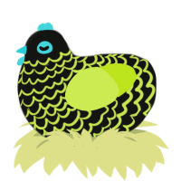 A black and lime chicken with a lace pattern