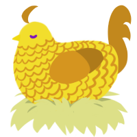 A yellow and ochre chicken with a lace pattern