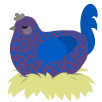 A overcast and ultramarine chicken with a speckle pattern