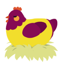 A yellow and wine chicken with a head pattern