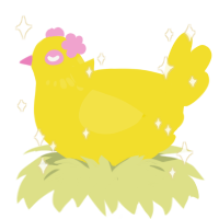 A yellow chicken with a neck-speckle pattern