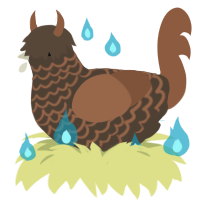 fright, a bark and brown chicken with a lace pattern