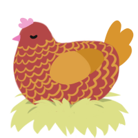 (unnamed), a red and orange chicken with a lace pattern