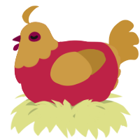 A crimson and gold chicken with a head pattern