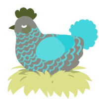 A ash and aqua chicken with a lace pattern
