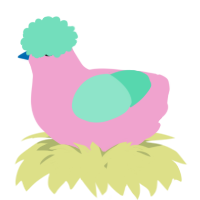A pink and mint chicken