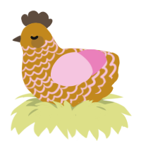 Scarecrow, a ochre and pink chicken with a lace pattern