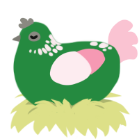 (unnamed), a viridian and rose chicken with a neck-speckle pattern