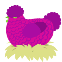 A fuchsia and plum chicken with a lace pattern