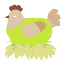 A lime and beige chicken with a head pattern