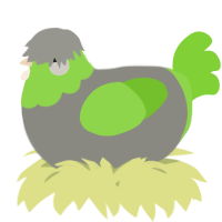 A ash and grass chicken with a head pattern
