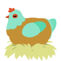 A gold and mint chicken with a head pattern