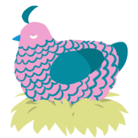 A pink and sea chicken with a lace pattern