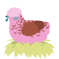 Rosy, a pink and russet chicken with a half-lace pattern