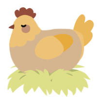 A beige and honey chicken with a head pattern