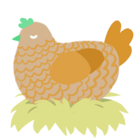A beige and orange chicken with a lace pattern