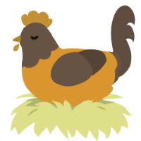 A orange and bark chicken with a head pattern