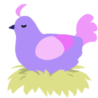Grape, a lilac and lavender chicken