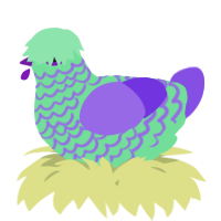 A spring and blurple chicken with a lace pattern