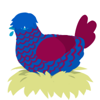 GetInto Hypnosis Mic, a ultramarine and maroon chicken with a lace pattern