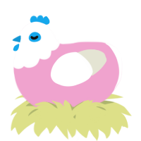 A pink and white chicken with a head pattern