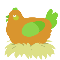 A orange and grass chicken