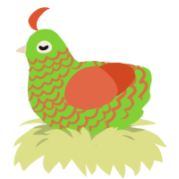 Chicken Noodle Soup, a grass and vermilion chicken with a lace pattern