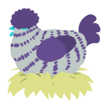 A silver and overcast chicken with a bar pattern