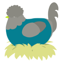 A sea and ash chicken with a head pattern