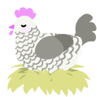 A white and ash chicken with a lace pattern