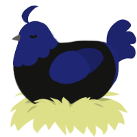 (unnamed), a black and navy chicken with a head pattern