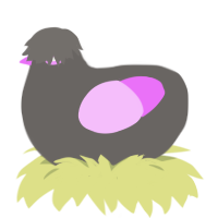 Bright Void, a grey and lavender chicken