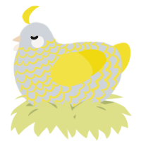 A mist and yellow chicken with a lace pattern