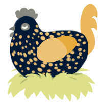 Tomopteris, a tumblr and honey chicken with a speckle pattern