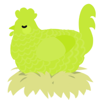 A lime chicken with a lace pattern