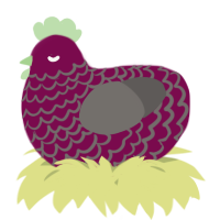 A wine and grey chicken with a lace pattern