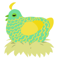 A spring and yellow chicken with a lace pattern