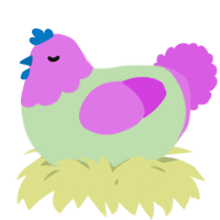 A gluppy and orchid chicken with a head pattern