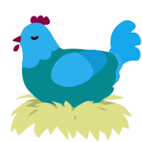 A teal and sky chicken with a head pattern