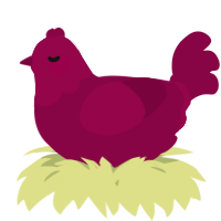 A maroon chicken with a head pattern