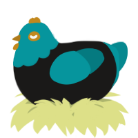 A sable and teal chicken with a head pattern