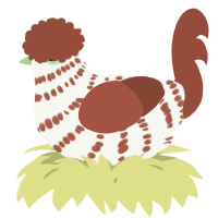 A white and russet chicken with a bar pattern