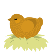 A ochre chicken with a lace pattern