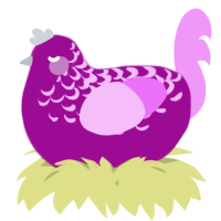A plum and lavender chicken with a half-lace pattern