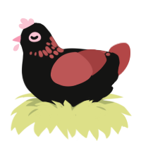 (unnamed), a black and red chicken with a neck-speckle pattern