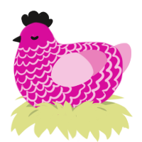 Cherry Duchess, a fuchsia and pink chicken with a lace pattern