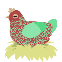 A red and spring chicken with a double-lace pattern