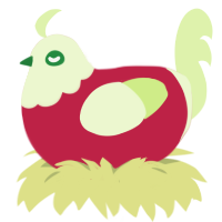 A crimson and apple chicken with a head pattern