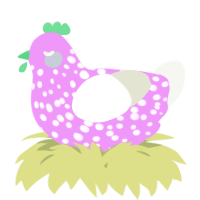 A lavender and white chicken with a speckle pattern