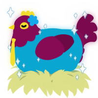 A cerulean and wine chicken with a head pattern